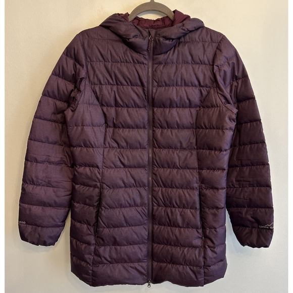 Eddie Bauer 650 Long Down Puffer Jacket Plum Women's Size‎ Medium - Picture 1 of 9